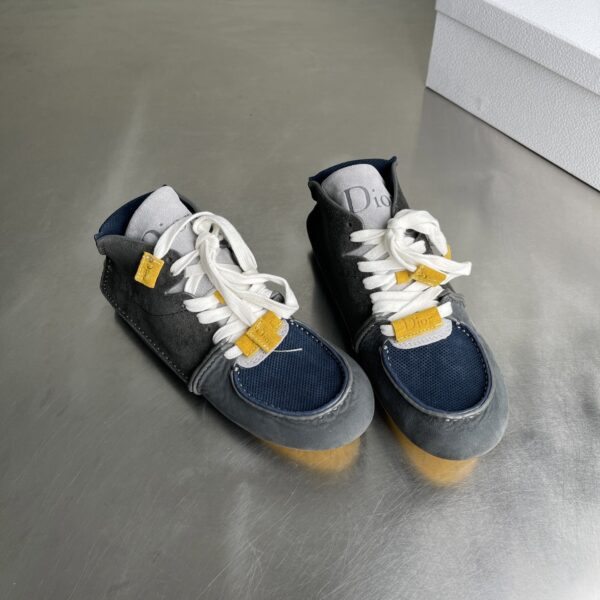 Dior Grey-Navy Suede Mesh Mid-Top Sneaker