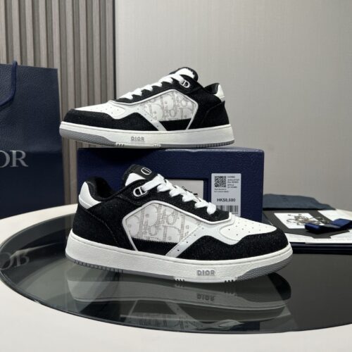 Dior Black Denim White Crystal Logo Low Sneaker