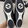 Chanel Black Suede and Knit Slip-On Low-Top Sneaker with Speckled Laces and CC Logo