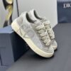 Dior Grey Suede Oblique Jacquard Beige Thick Lace Low-Top Sneaker