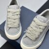 Dior Grey Suede Oblique Jacquard Beige Thick Lace Low-Top Sneaker