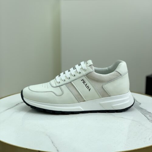 sy_no_6718CC9728BE8F3F6D7BD3F93117451A_0 Prada Off-White Leather Mesh Retro Running Sneaker