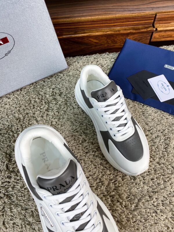sy_no_67CFDDA6DA2DF1E67CD827184E08E911_5 Prada White Grey Leather Triangle Chunky Sneaker