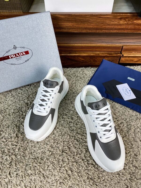 sy_no_67CFDDA6DA2DF1E67CD827184E08E911_8 Prada White Grey Leather Triangle Chunky Sneaker