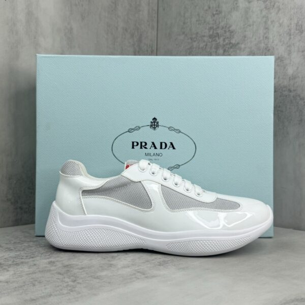 Prada America's Cup White Patent Mesh Sneaker