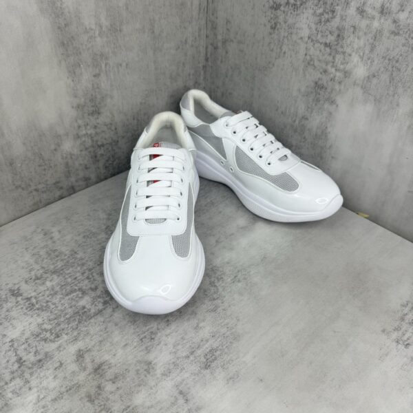 Prada America's Cup White Patent Mesh Sneaker