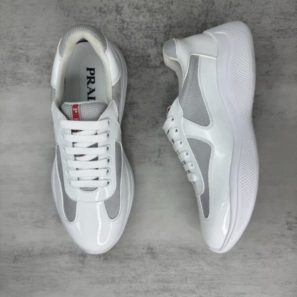 Prada America's Cup White Patent Mesh Sneaker