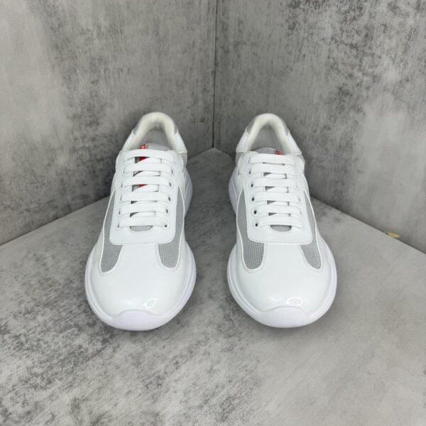Prada America's Cup White Patent Mesh Sneaker