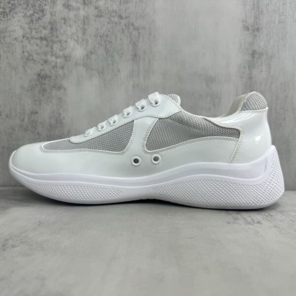 Prada America's Cup White Patent Mesh Sneaker