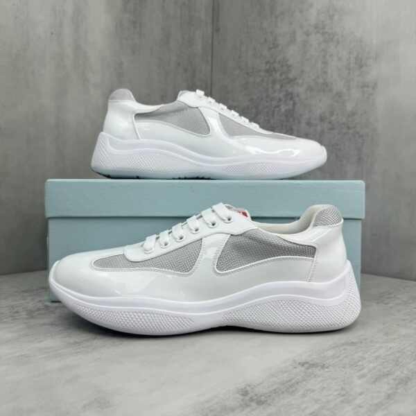 Prada America's Cup White Patent Mesh Sneaker