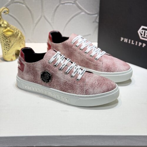 Philipp Plein Pink Gradient Crystal Hexagon-Logo Low-Top Sneaker