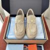 Prada Khaki Suede Gold Triangle Chunky Loafer