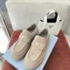 Prada Khaki Suede Gold Triangle Chunky Loafer