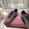 sy_no_6A5D2BB58FF4E0532E3254B40BBF5809_3 Gucci Distressed Grey / Charcoal Suede & Canvas Sneaker with Web Stripe