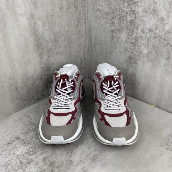 sy_no_6AFEC2BE11C090E22E2D8A770D0B6E8D_3 Gucci Re-Web / Chunky Technical Sneaker in Burgundy & Grey with Web Stripe