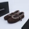 Chanel Fur-Trim Mary Jane Dark-Brown