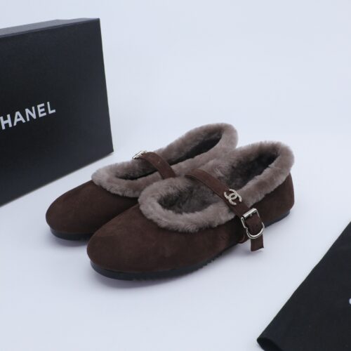 sy_no_6B5F38B0B366228A4E3195F172306FA2_0 Chanel Fur-Trim Mary Jane Dark-Brown