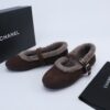 Chanel Fur-Trim Mary Jane Dark-Brown