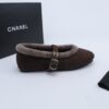 Chanel Fur-Trim Mary Jane Dark-Brown
