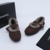 Chanel Fur-Trim Mary Jane Dark-Brown