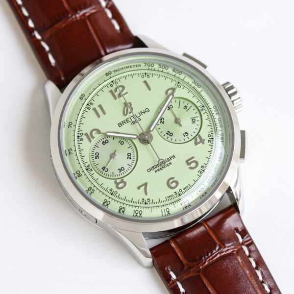 BREITLING Centennial Lingpuya Series Manual Mechanical Movement 100m Waterproof Men's Watch Swiss Watch Green Dial Stainless Steel Case
