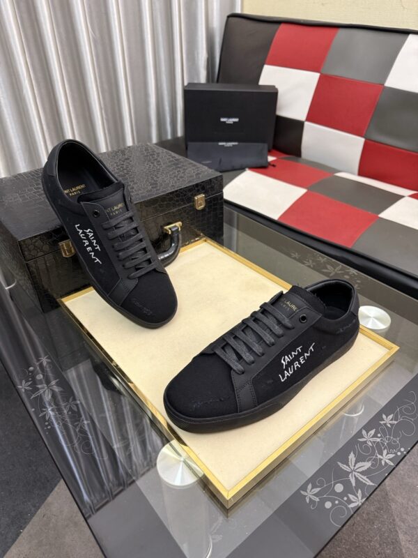 sy_no_6C51ED5EED222FD6CE656DBC0B41F7FE_2 Saint Laurent Black Canvas Black Leather Low-Top Sneaker