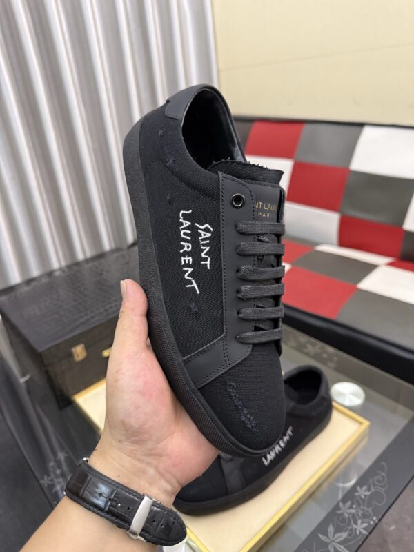 sy_no_6C51ED5EED222FD6CE656DBC0B41F7FE_3 Saint Laurent Black Canvas Black Leather Low-Top Sneaker
