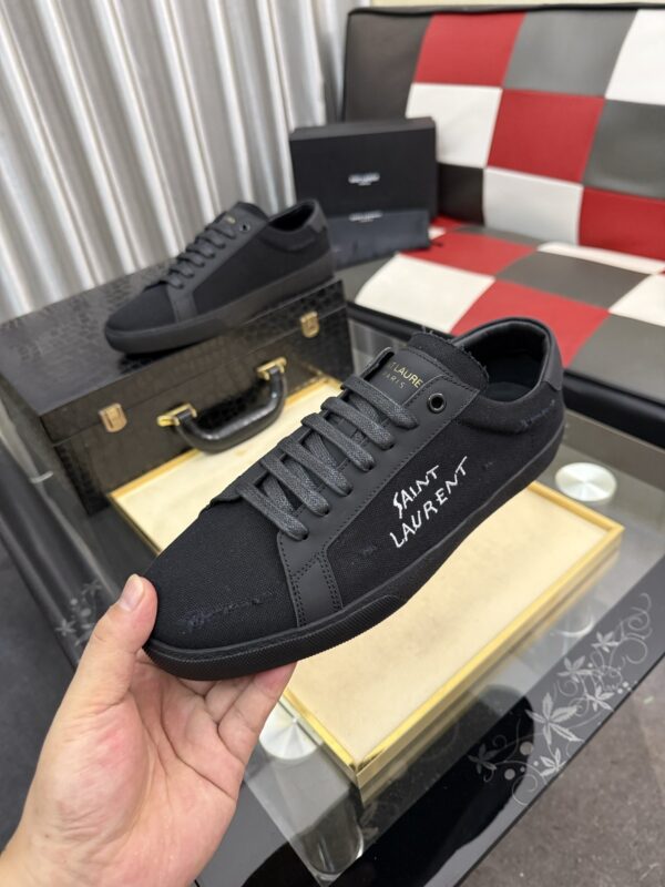 sy_no_6C51ED5EED222FD6CE656DBC0B41F7FE_4 Saint Laurent Black Canvas Black Leather Low-Top Sneaker