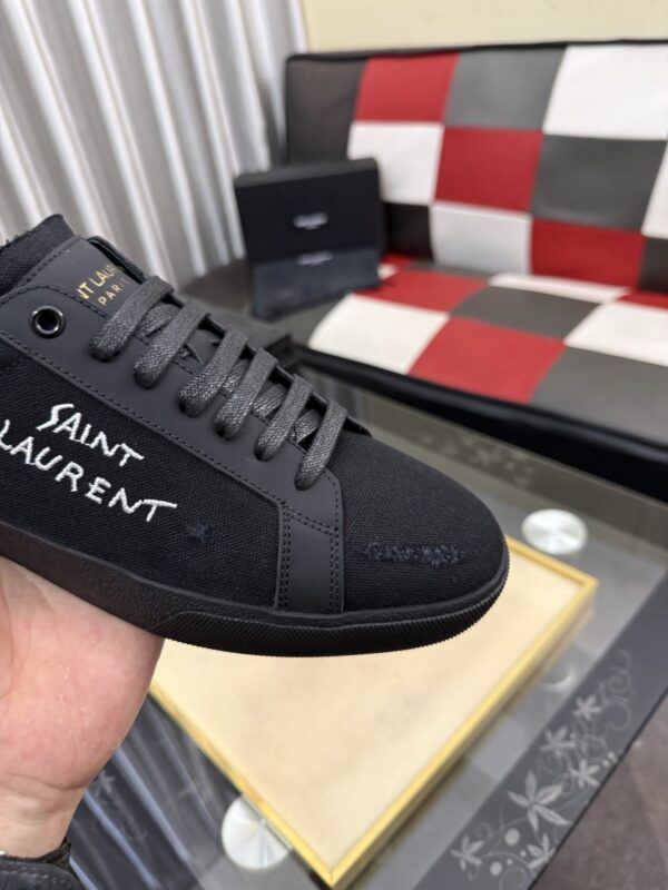 sy_no_6C51ED5EED222FD6CE656DBC0B41F7FE_5 Saint Laurent Black Canvas Black Leather Low-Top Sneaker