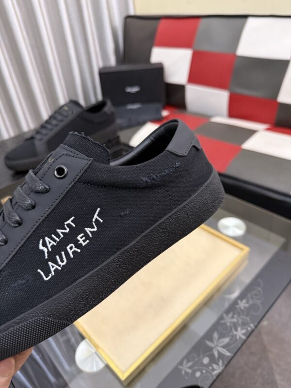 sy_no_6C51ED5EED222FD6CE656DBC0B41F7FE_6 Saint Laurent Black Canvas Black Leather Low-Top Sneaker
