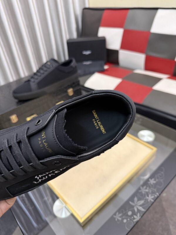 sy_no_6C51ED5EED222FD6CE656DBC0B41F7FE_7 Saint Laurent Black Canvas Black Leather Low-Top Sneaker