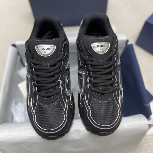 Dior Black Mesh White Outline CD Logo Running Sneaker