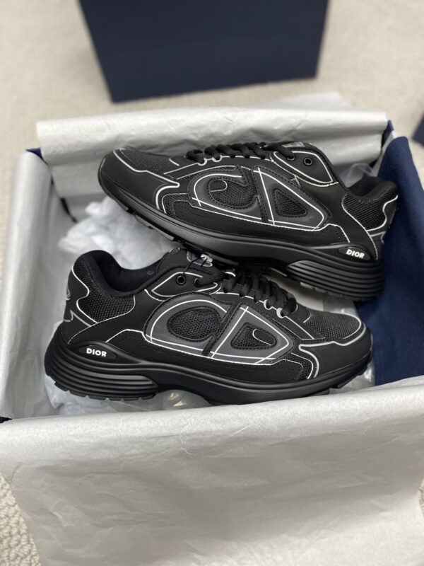 sy_no_6DC1406D011F4655E82C8BC117C52AAB_3 Dior Black Mesh White Outline CD Logo Running Sneaker
