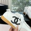 sy_no_6E51CCF1294369F6EDA2B6C5534073EB_7 Chanel White & Black Cap-Toe Low-Top Sneaker with Suede Detailing