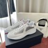 sy_no_6EBBF7D5192BB87716B40E52E28C5156_1 Prada White Patent Silver Mesh Red Label Sneaker