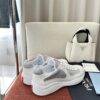 sy_no_6EBBF7D5192BB87716B40E52E28C5156_4 Prada White Patent Silver Mesh Red Label Sneaker