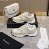 Chanel Beige Tweed and Suede Low-Top Sneaker with CC Logo
