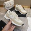 Chanel Beige Tweed and Suede Low-Top Sneaker with CC Logo
