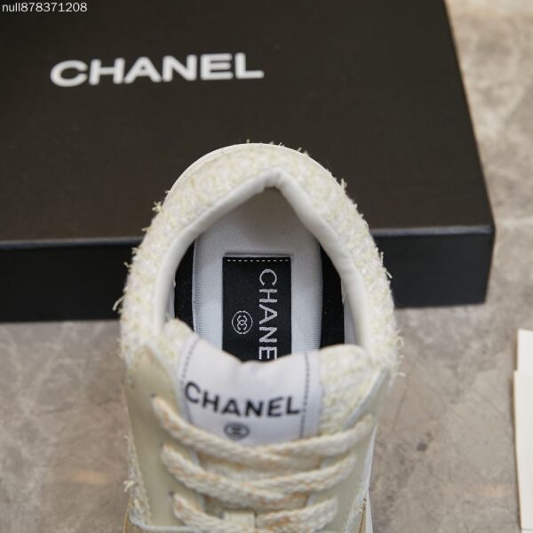 Chanel Beige Tweed and Suede Low-Top Sneaker with CC Logo