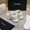 Chanel Beige Tweed and Suede Low-Top Sneaker with CC Logo