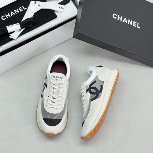 Chanel White & Grey Mesh Retro Trainer White-Mesh-Sneaker