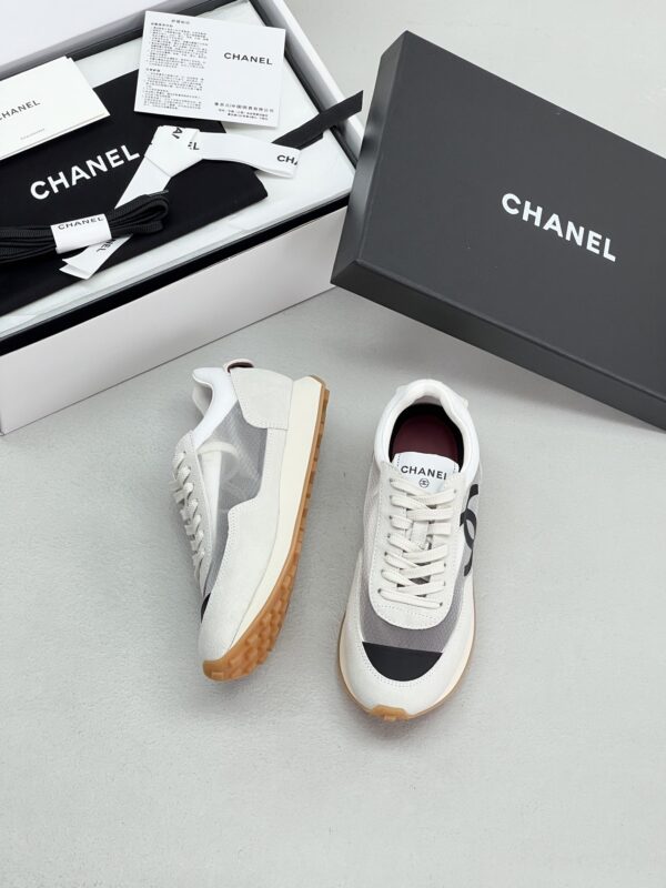 Chanel White & Grey Mesh Retro Trainer White-Mesh-Sneaker