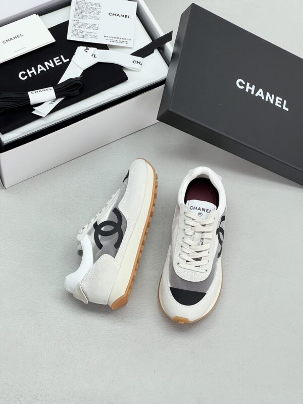 Chanel White & Grey Mesh Retro Trainer White-Mesh-Sneaker