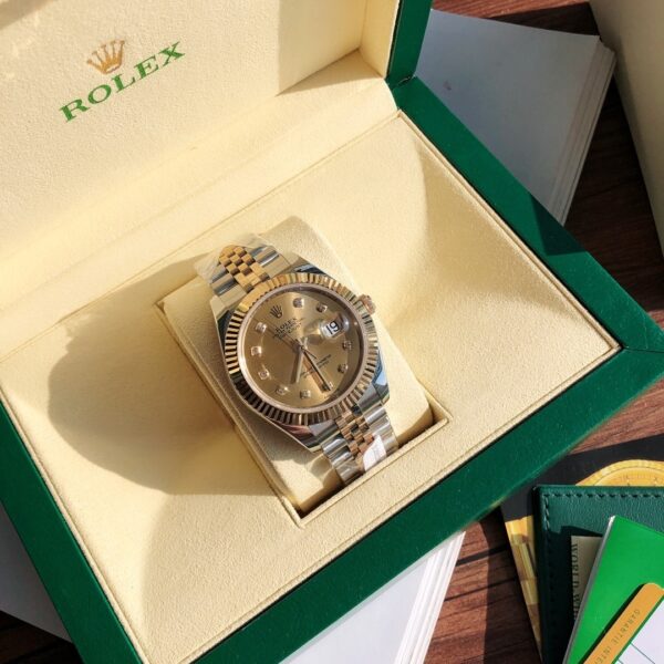 sy_no_718A9B0D7F03B6DFDF3F26A80F9BE484_1 Rolex Dog Tooth Ring Women's Diary Series Automatic Mechanical Movement Gold Dial