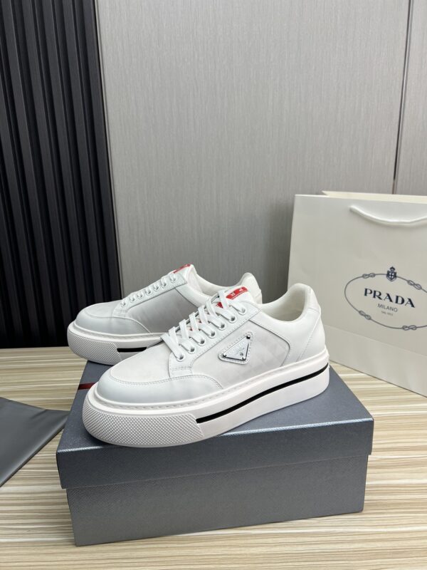 sy_no_71F76CFD5B5188B83B8B6F456684C82F_3 Prada White Leather Nylon Triangle Logo Chunky Sole Sneaker