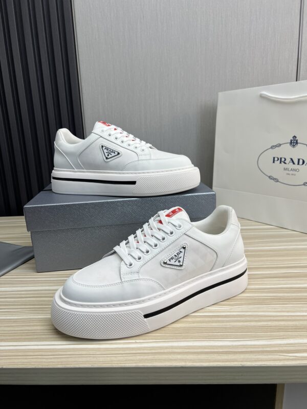 sy_no_71F76CFD5B5188B83B8B6F456684C82F_4 Prada White Leather Nylon Triangle Logo Chunky Sole Sneaker