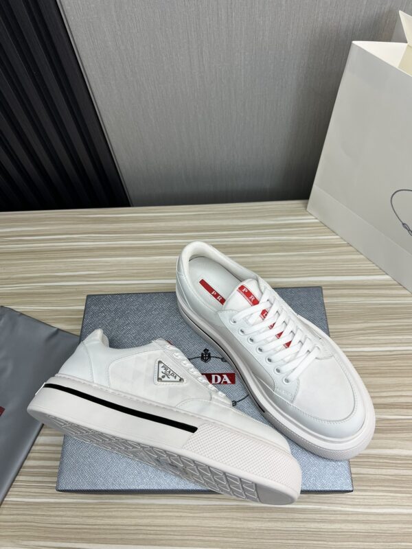 sy_no_71F76CFD5B5188B83B8B6F456684C82F_6 Prada White Leather Nylon Triangle Logo Chunky Sole Sneaker