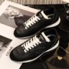 sy_no_7281AD9259070FB5D9F5F654A2AB23D1_5 Chanel Black and White Leather Low-Top Sneaker with Suede Toe Cap and CC Logo