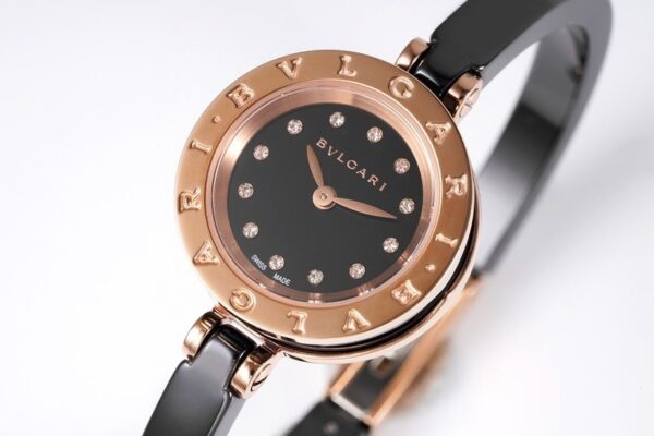 BVLGARI watch quartz movement ceramic strap 23mm black dial women's watch 30 meter anti slip
