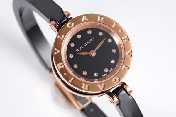 BVLGARI watch quartz movement ceramic strap 23mm black dial women's watch 30 meter anti slip